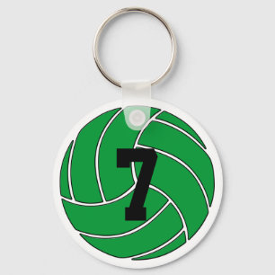 Green Volleyball Player Custom Jersey Number Sport Key Ring