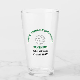 Green Volleyball Player Personalised Team Glass