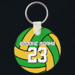 Green Volleyball Sports Team Brazil Keychain<br><div class="desc">A cool and colourful sports theme keychain as gift for families and friends. Volleyball keychain with personalised name and player number. A great souvenir for volleyball coach,  captain and players.</div>