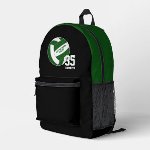green volleyball team colors girls boys printed backpack