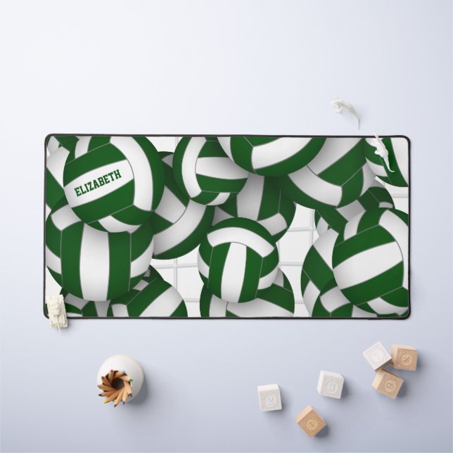 green volleyball team colours athlete name desk mat (Kids Table)