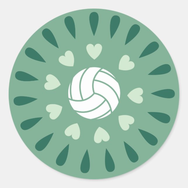 Green Volleyballs Kaleidoscope Pattern Classic Round Sticker (Front)