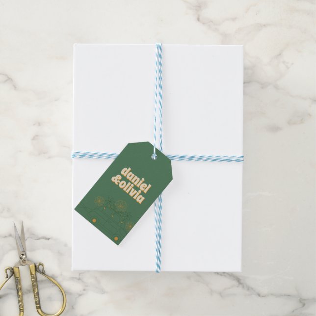 Green Vosvos Minimal Wedding Gift Tags (With Twine)
