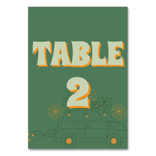 Green Vosvos Minimal Wedding Table Number