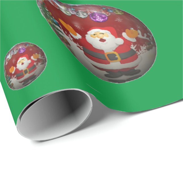 Green w/ Santa Wrapping Paper (Roll Corner)