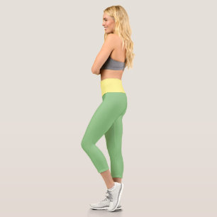 Green w Yellow Fun Combo Capri Leggings