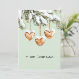 Green Warm Creamy Caramel Hearts Christmas Tree  Card