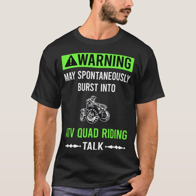 Green Warning ATV Quad Riding T-Shirt (Front)