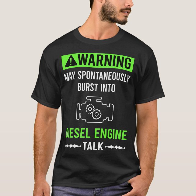 Green Warning Diesel Engine T-Shirt (Front)
