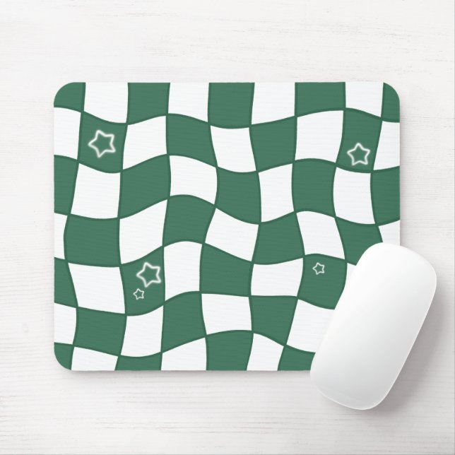 Green Warped Design Mousepad (With Mouse)