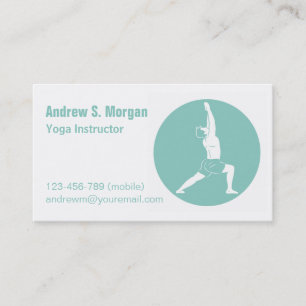 Green Warrior Pose Male Yoga Instructor Business Card