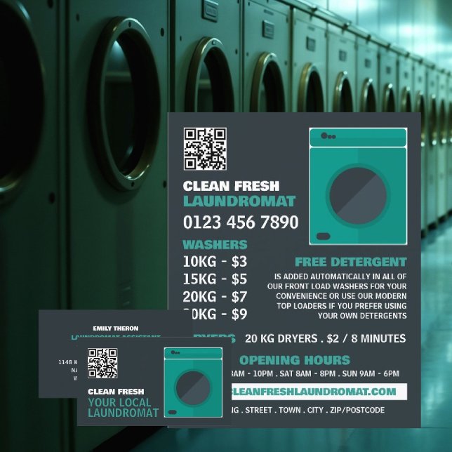 Green Washer, Laundromat, Cleaning Service Flyer (Creator Uploaded)