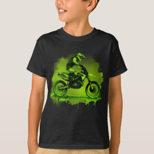 Green Water Colour Dirt Bike T-Shirt