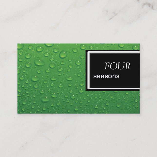 Green Water Droplet Business Card (Front)