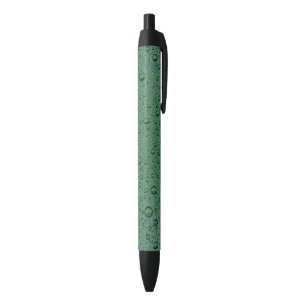 Green water droplets black ink pen