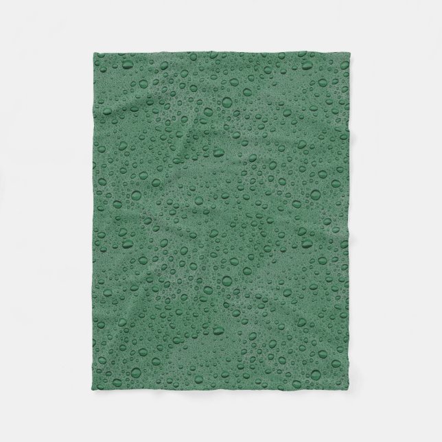 Green water droplets fleece blanket (Front)