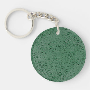 Green water droplets key ring