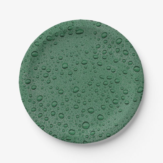 Green water droplets paper plate (Front)