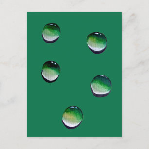 Green water drops water art postcard