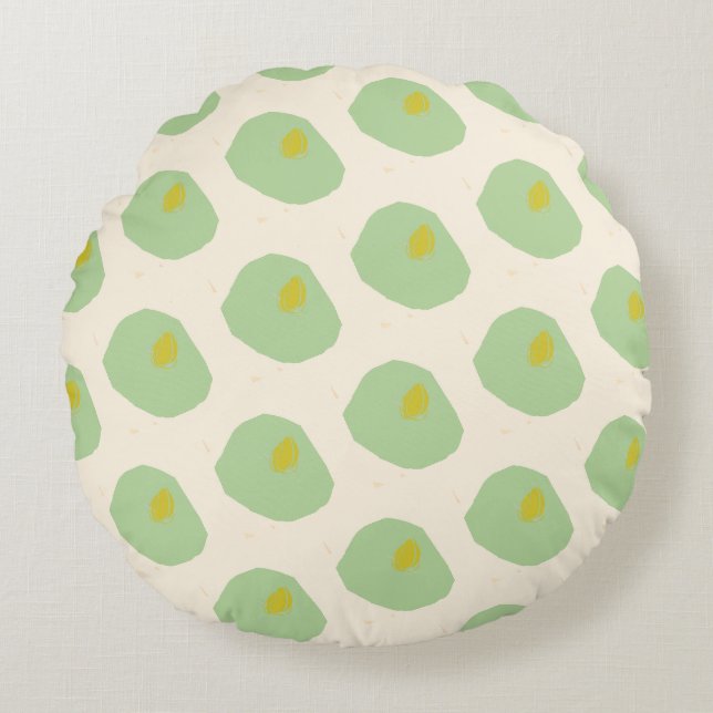 Green water lilies Round Pillow (Front)