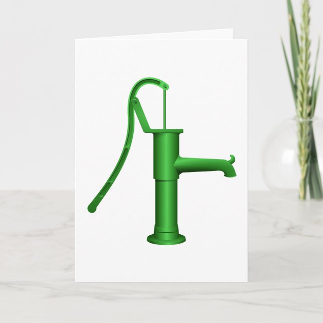 Green Water Pump Greeting Cards (Front)