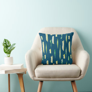 Green Watercolor Abstract Brush Strokes Pattern Cushion