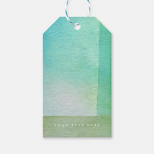 Green Watercolor Abstract Custom Name Printed  Gift Tags