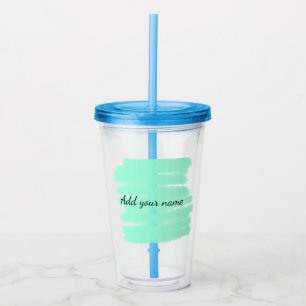 Green watercolor add name text message here throw acrylic tumbler