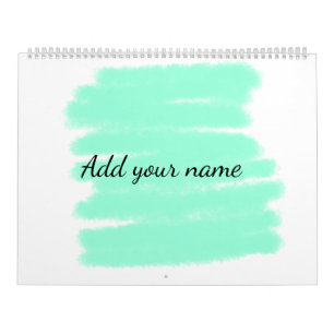 Green watercolor add name text message here throw  calendar