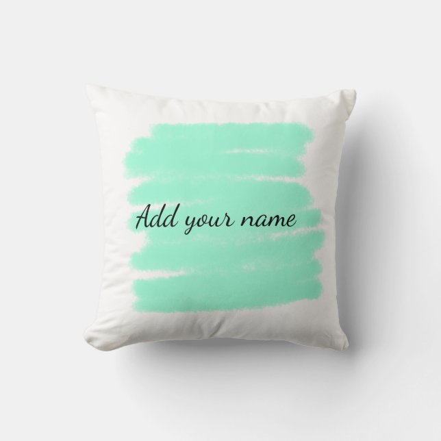 Green watercolor add name text message here throw  cushion (Front)