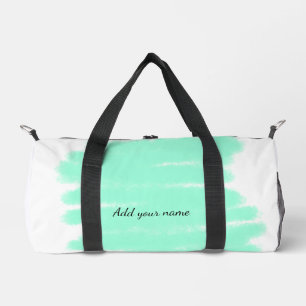 Green watercolor add name text message here throw duffle bag