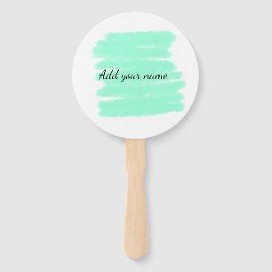 Green watercolor add name text message here throw hand fan