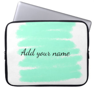 Green watercolor add name text message here throw laptop sleeve