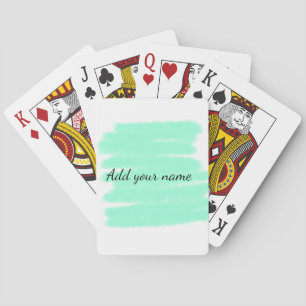 Green watercolor add name text message here throw playing cards