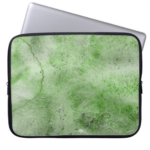 Green watercolor and ink paper textures on white b laptop sleeve
