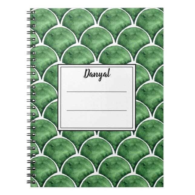 Green Watercolor Arabesque Notebook  (Front)