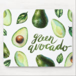 Green Watercolor Avocado Modern Calligraphy Mouse Pad<br><div class="desc">Watercolor mousepad featuring avocado illustrations and modern calligraphy. This avocado mousepad will be perfect as a gift.</div>
