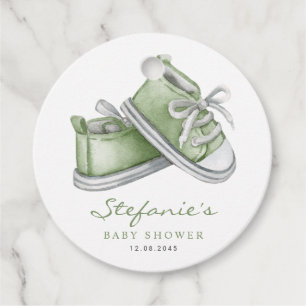 Green Watercolor Baby Booties Baby Shower Favour Tags