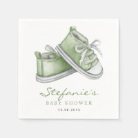 Green Watercolor Baby Booties Baby Shower