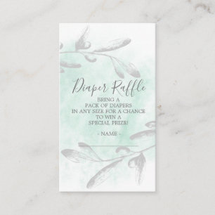 Green Watercolor Baby Shower Diaper Raffle Ticket Enclosure Card