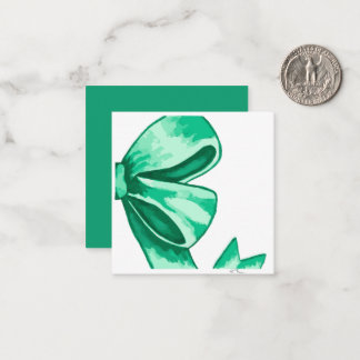 Green Watercolor Bow Enclosure Card