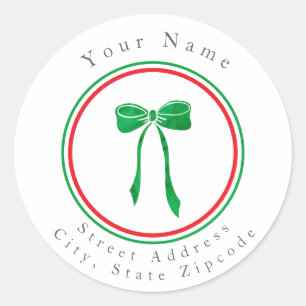 Green Watercolor Bow labels