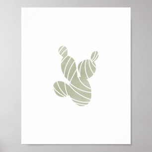 Green watercolor cactus poster