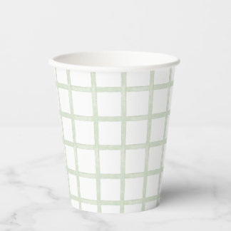 Green Watercolor Checked Paper Cup