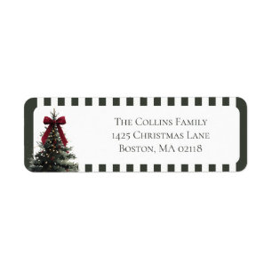 Green Watercolor Christmas Tree Return Address
