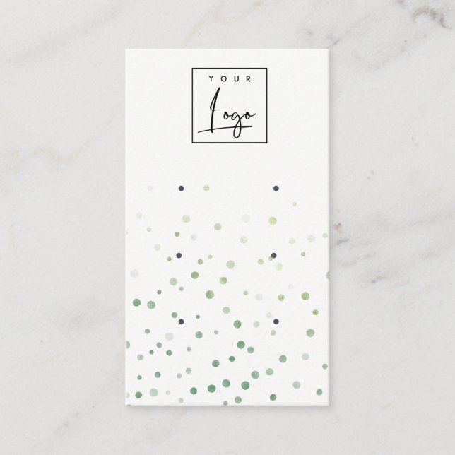 Green Watercolor Confetti Logo 3 Earring Display Business Card (Front)