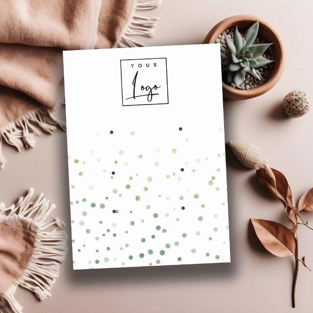 Green Watercolor Confetti Logo 3 Earring Display Business Card (Creator Uploaded)