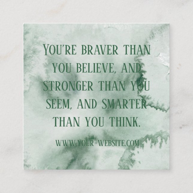 Green Watercolor Custom Affirmation Cards (Back)