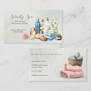 Green Watercolor Day Spa and Wellness Business Card