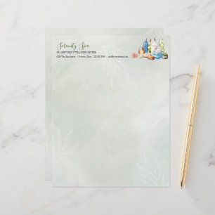 Green Watercolor Day Spa and Wellness Custom Letterhead